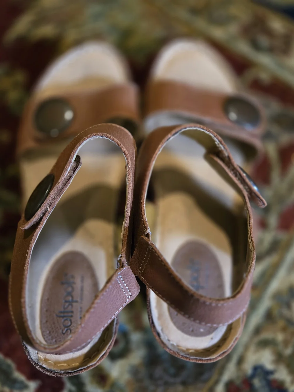 Softspots Tan and Brown Leather Slip-On Sandal